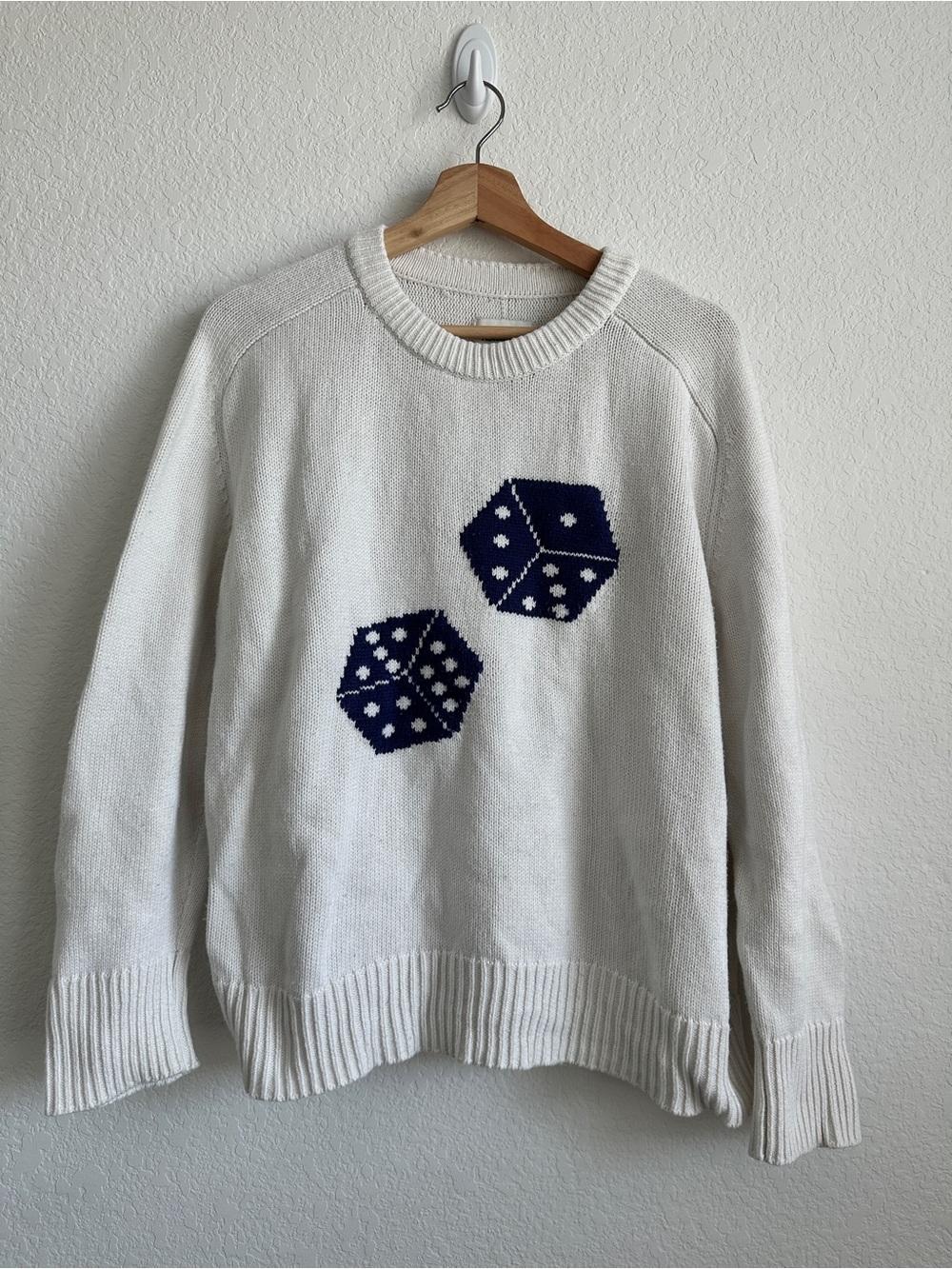 Abercrombie & Fitch Womens Knit Crew Neck Dice Graphic Pullover Sweater Large